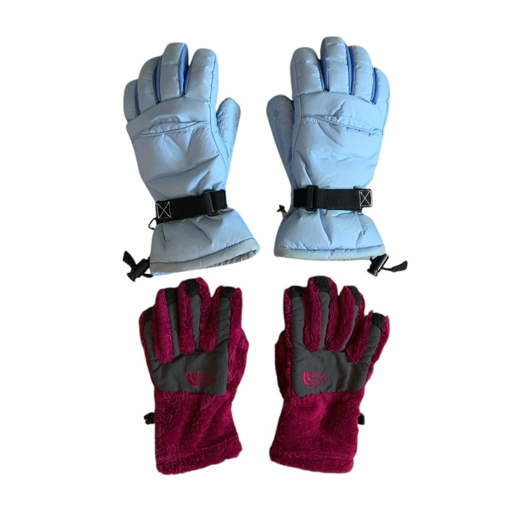 Lot of 2,North Face and Columbia Girls Winter Gloves